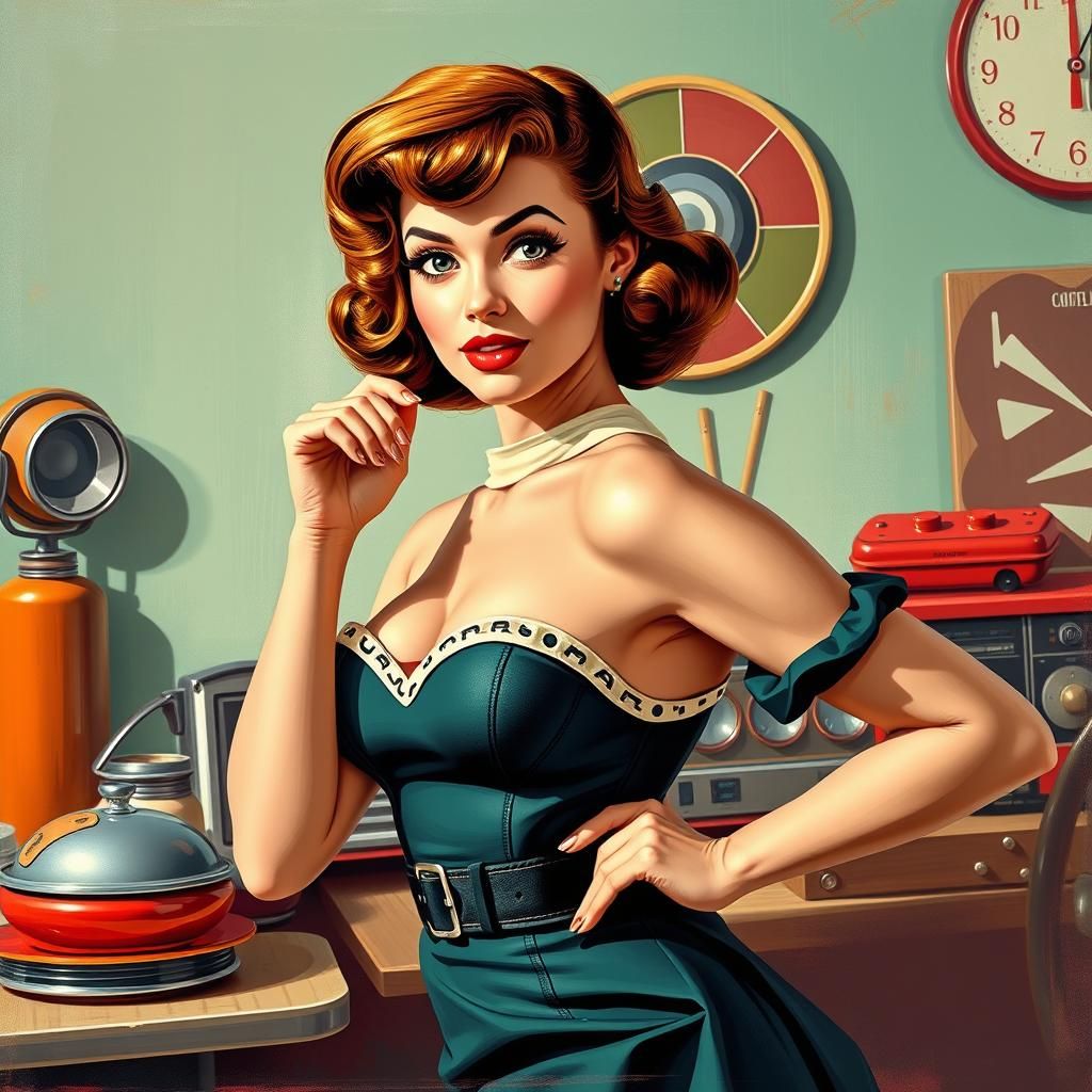 Vintage Pin-Up Girl in Elvgren Style