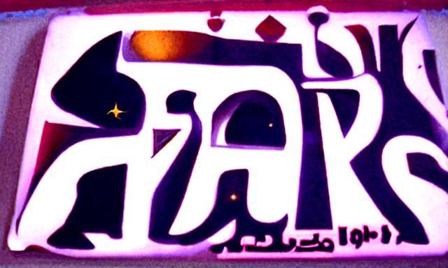 Y2K Arabic Text Logo with Stars and Caravan