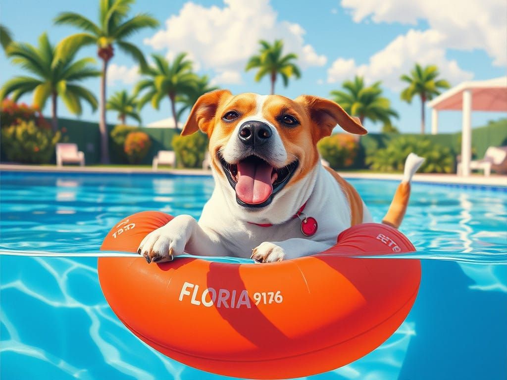 Playful Dog Dives into a Vibrant Florida Pool