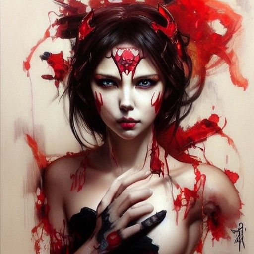 Woman with Kitsune Mask in Artgerm Style