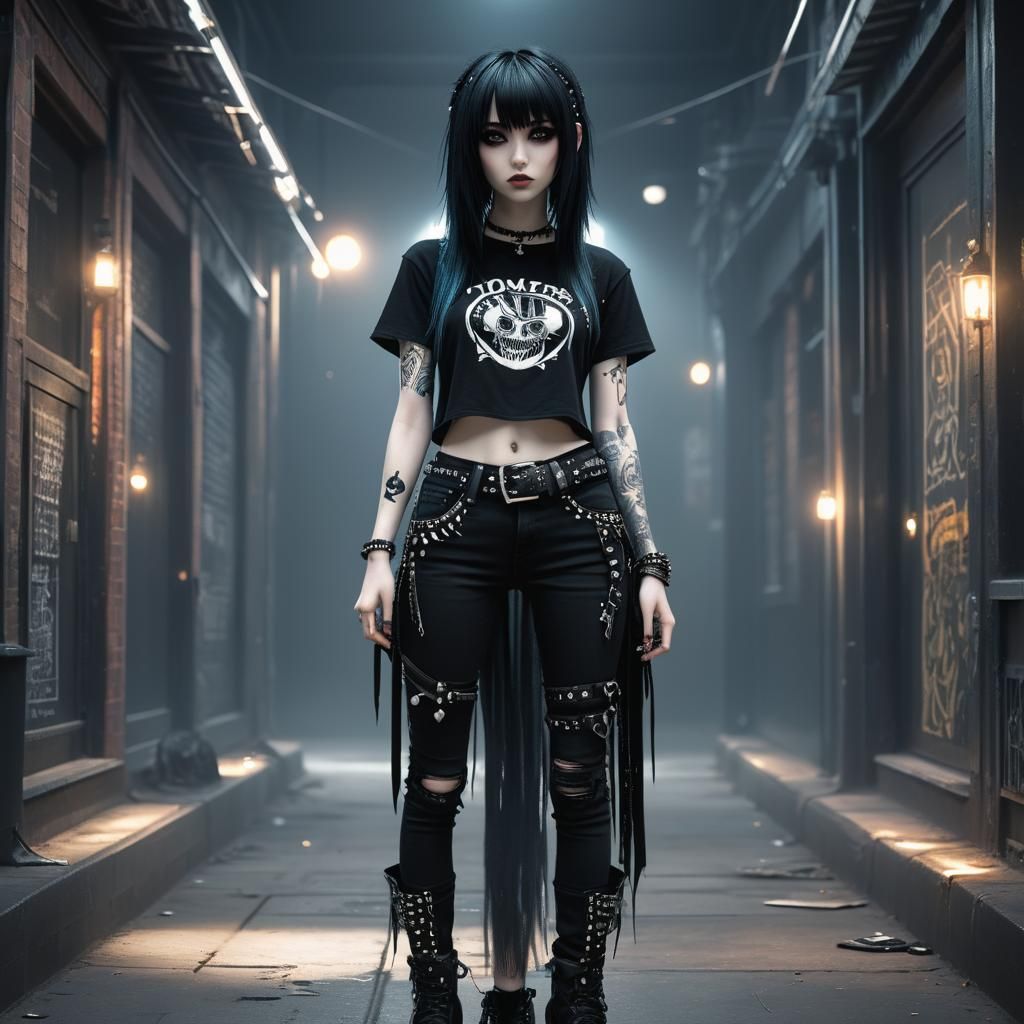 Emo Fashion Portrait in the Style of Art Nouveau