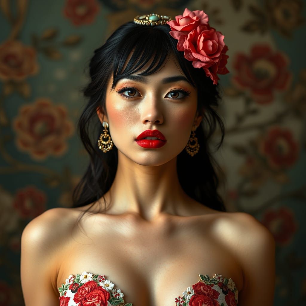 Mixed Race Beauty in Surreal Comic Style