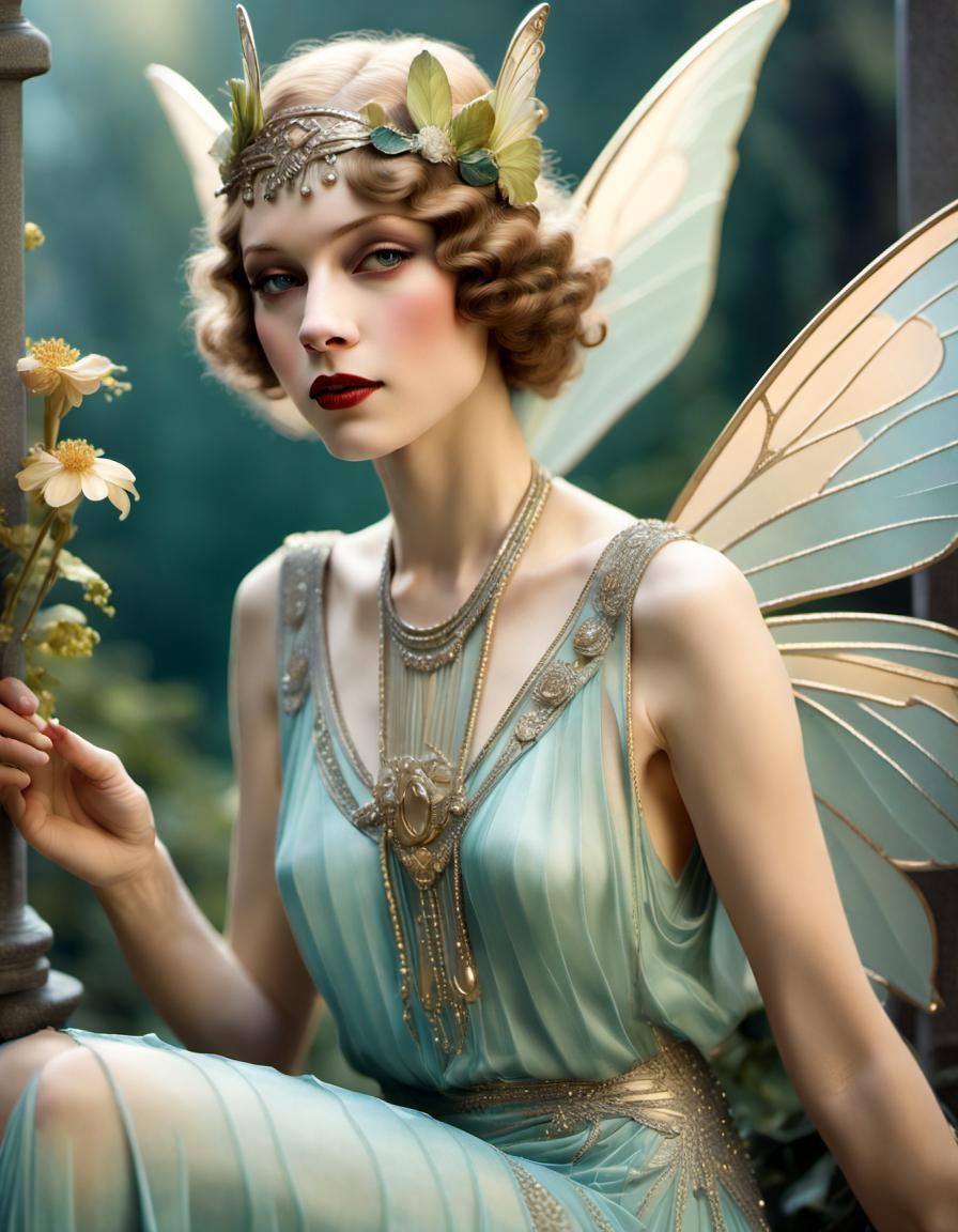 Art Deco Fairy Queen in Fantasy Library