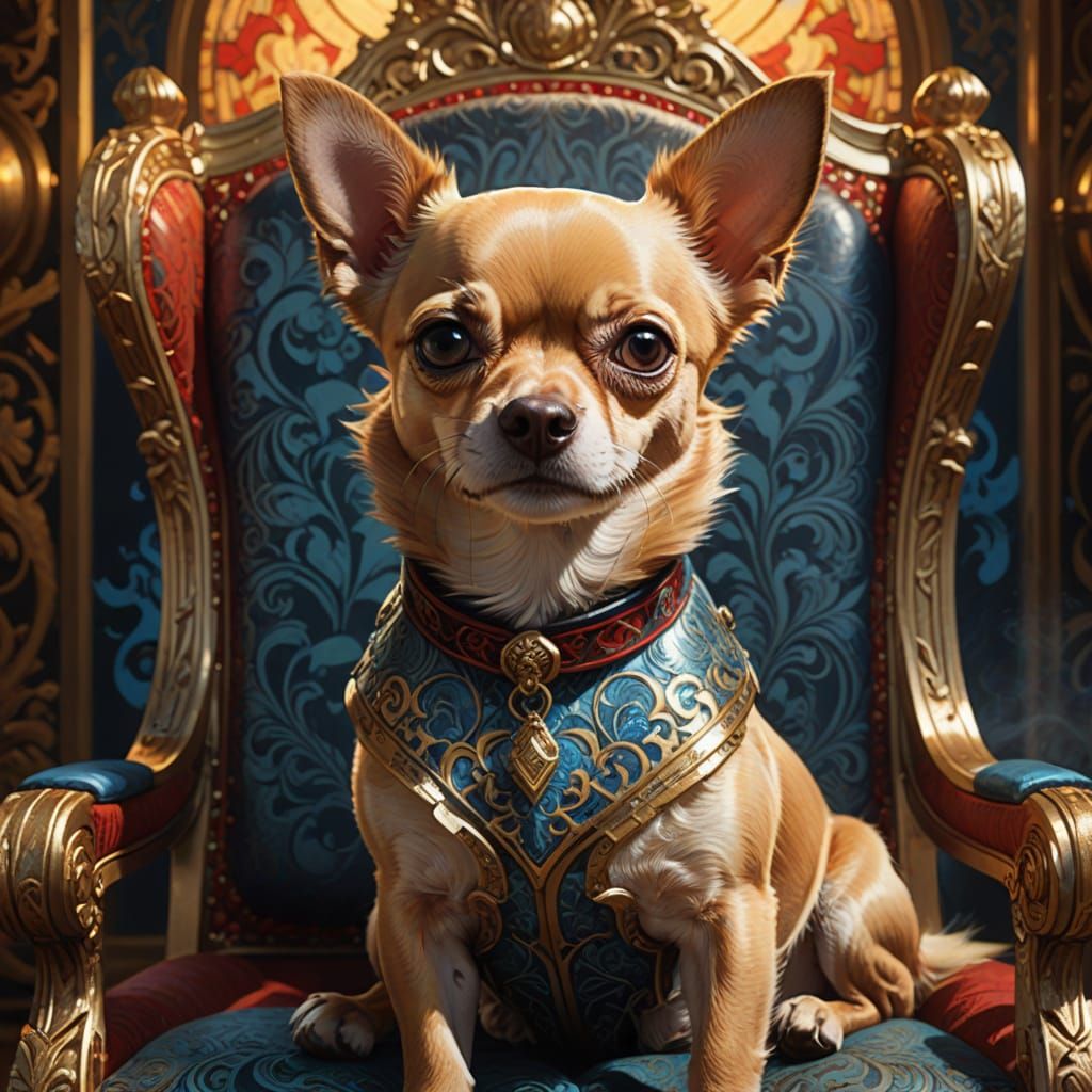 Confident Chihuahua in Luxurious Chair