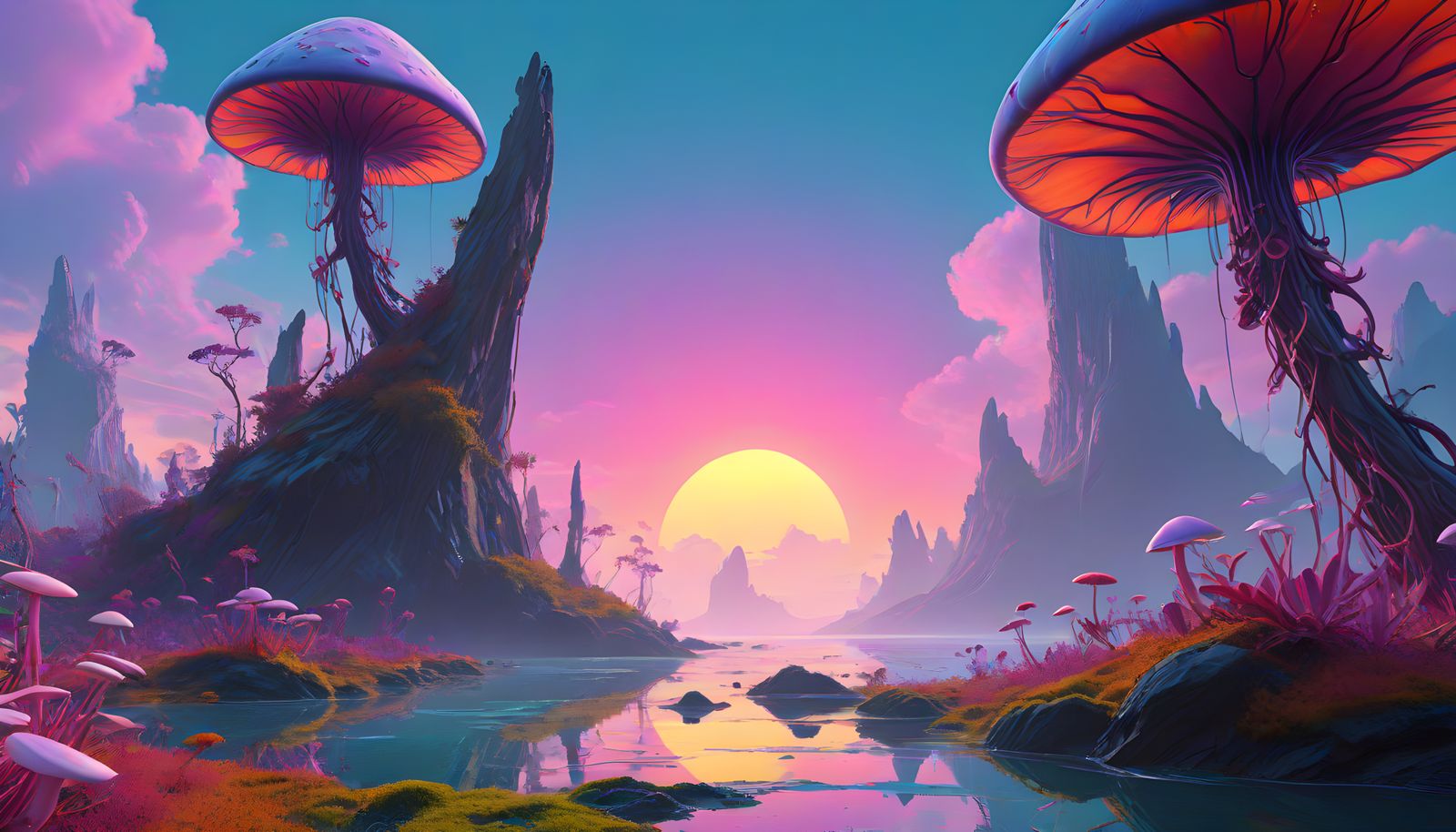 An alien MoxieDiffusion shore