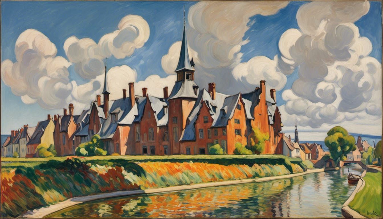 Futuristic Space Buildings in Bomberg-Manessier Style