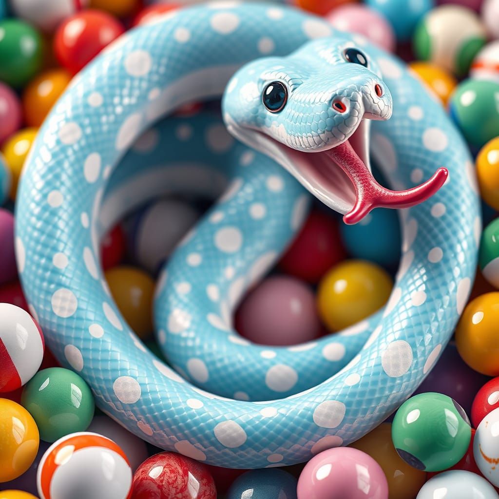Candy Art Snake Coiled in Marbles