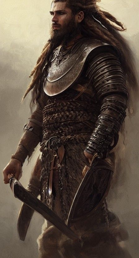 Viking-Templar Warrior Portrait in Fantasy Art Style