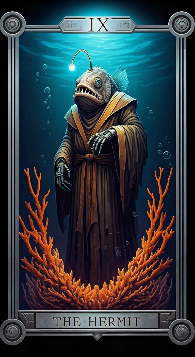 Cybernetic Anglerfish Hermit in Pop Art Style