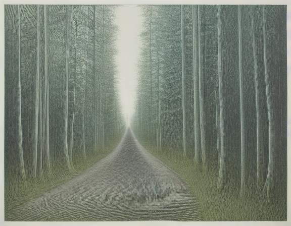 Warped Forest Road in Etching and Aquatint