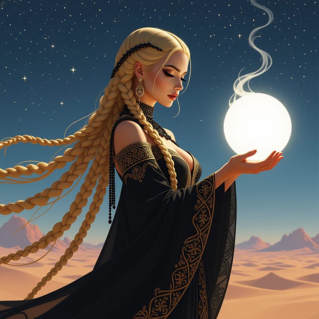 Goddess of Death in Starry Space, Digital Art