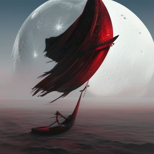 Viking Ship on Moon, Hyperdetailed Concept Art