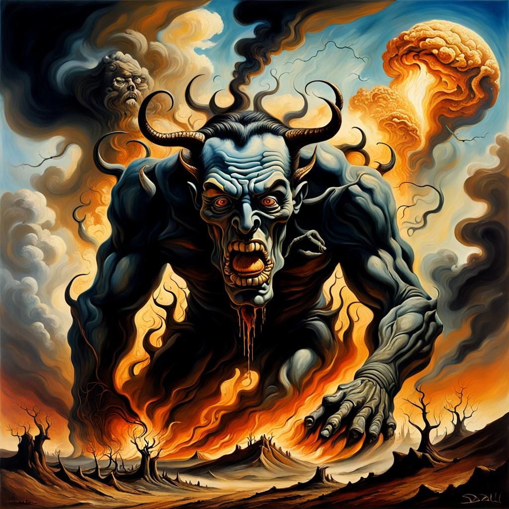 Surreal Landscape Ablaze in Dali Style