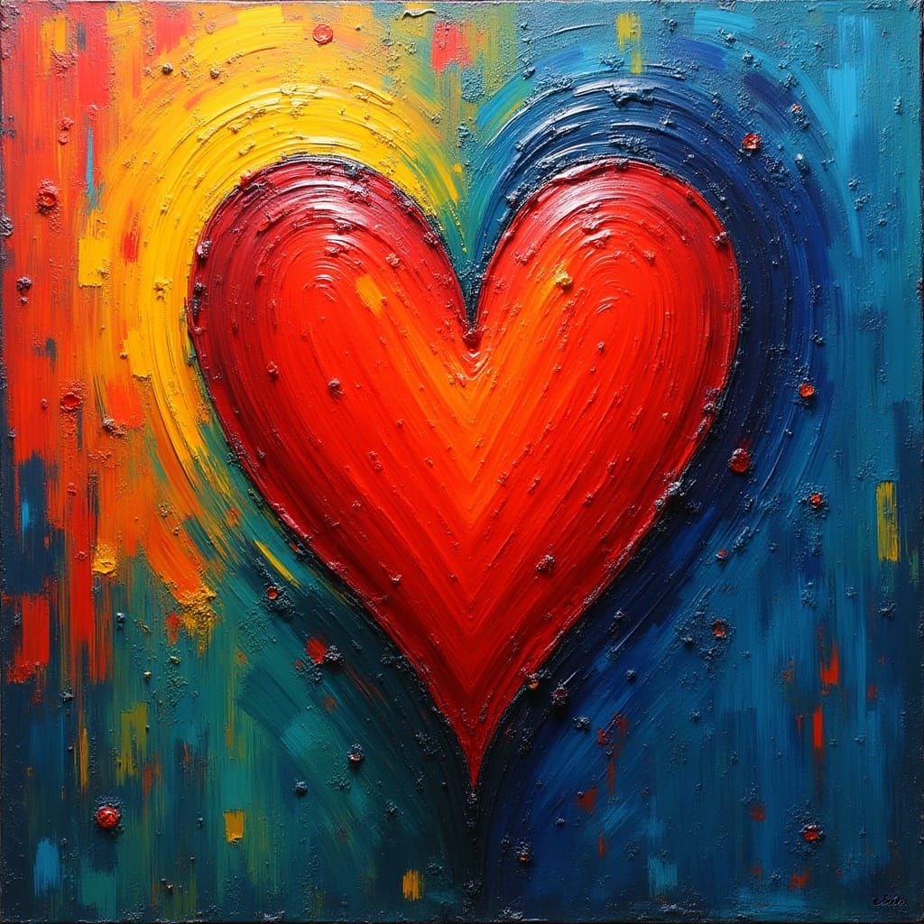 Expressive Fauvist Heart in Vibrant Brushstrokes