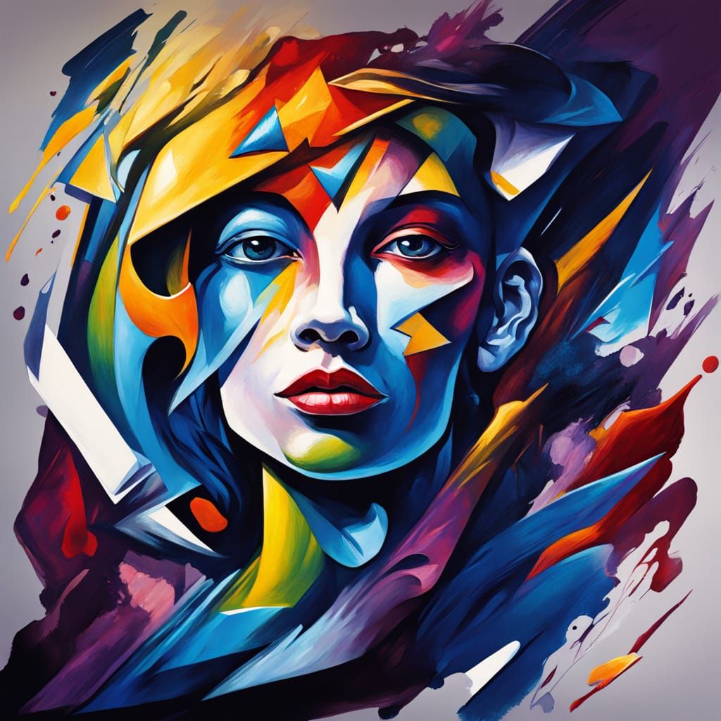 Prismatic Heart: Abstract Cubism in Polychromatic Light