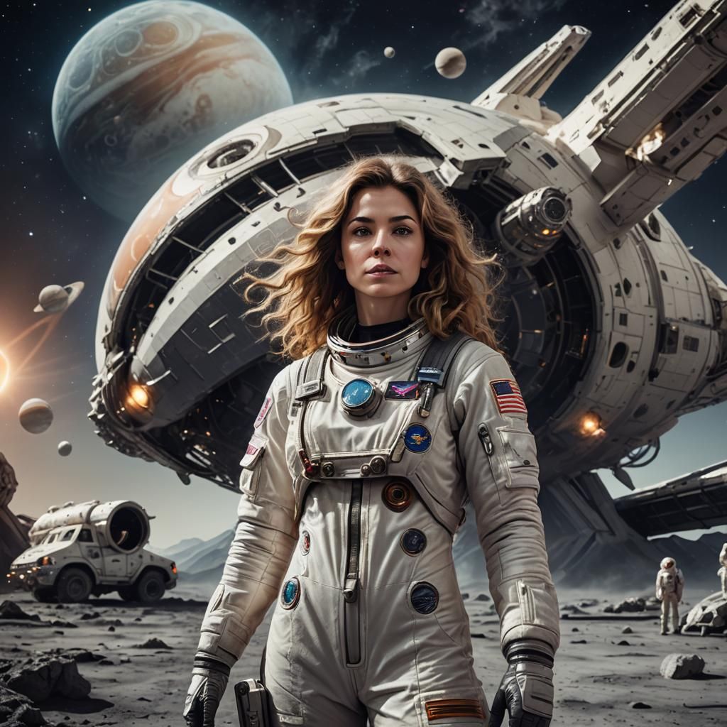 Astronaut and Saturn: A Digital Art Space Portrait