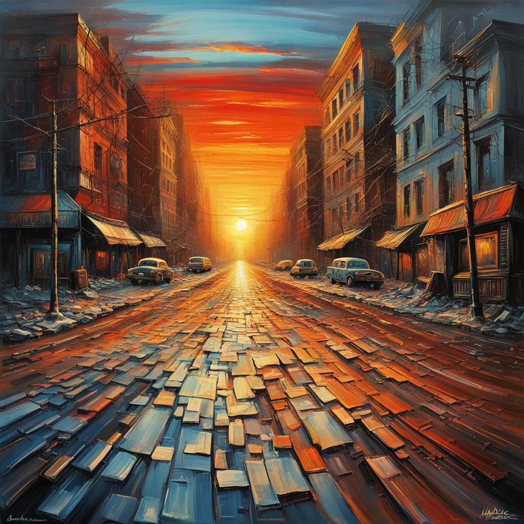 Sunset Boulevard of Broken Dreams: Abstract Art