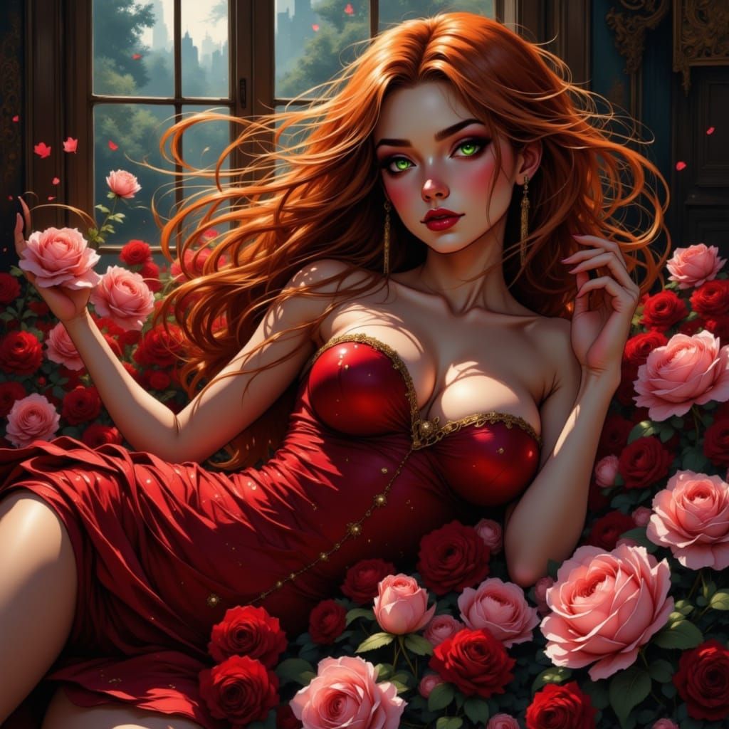 Gorgeous Siren Woman in Romantic Painterly Style