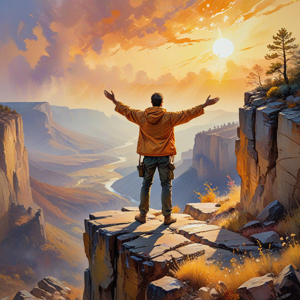 Vibrant Landscape Masterpiece in Gouache Style Watercolor