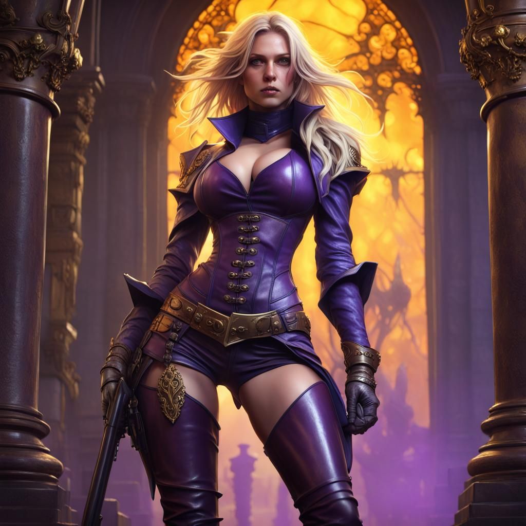 Powerful Blonde in Boots: Dark Fantasy Concept Art