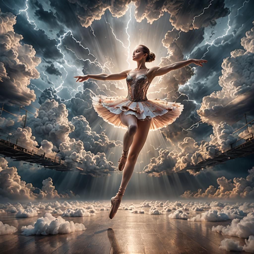 Lightning Ballet Above Cloudscape in 3D CGI