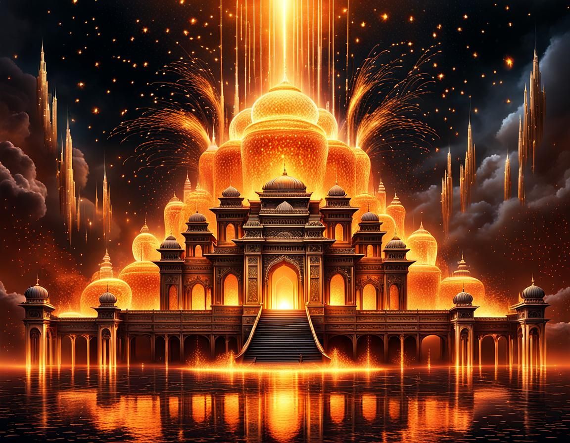 Enchanting Floating Palace in Dramatic 3D Rendering