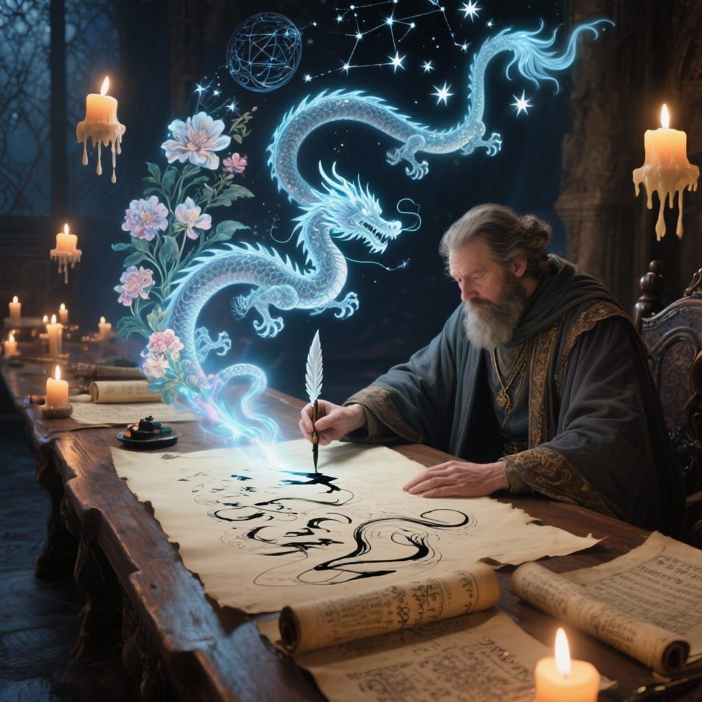 Enchanted Calligrapher Creates Living Ink Art