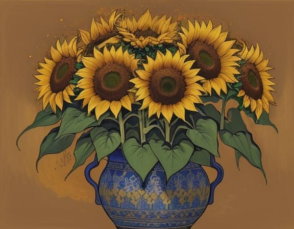 Fierce Sunflowers in Vibrant, Expressive Art Style