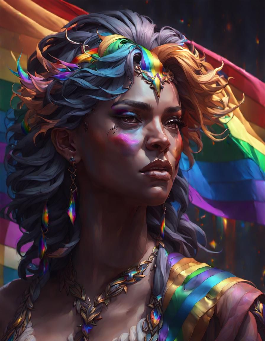 Pride and Unity Portrait in Art Nouveau Style