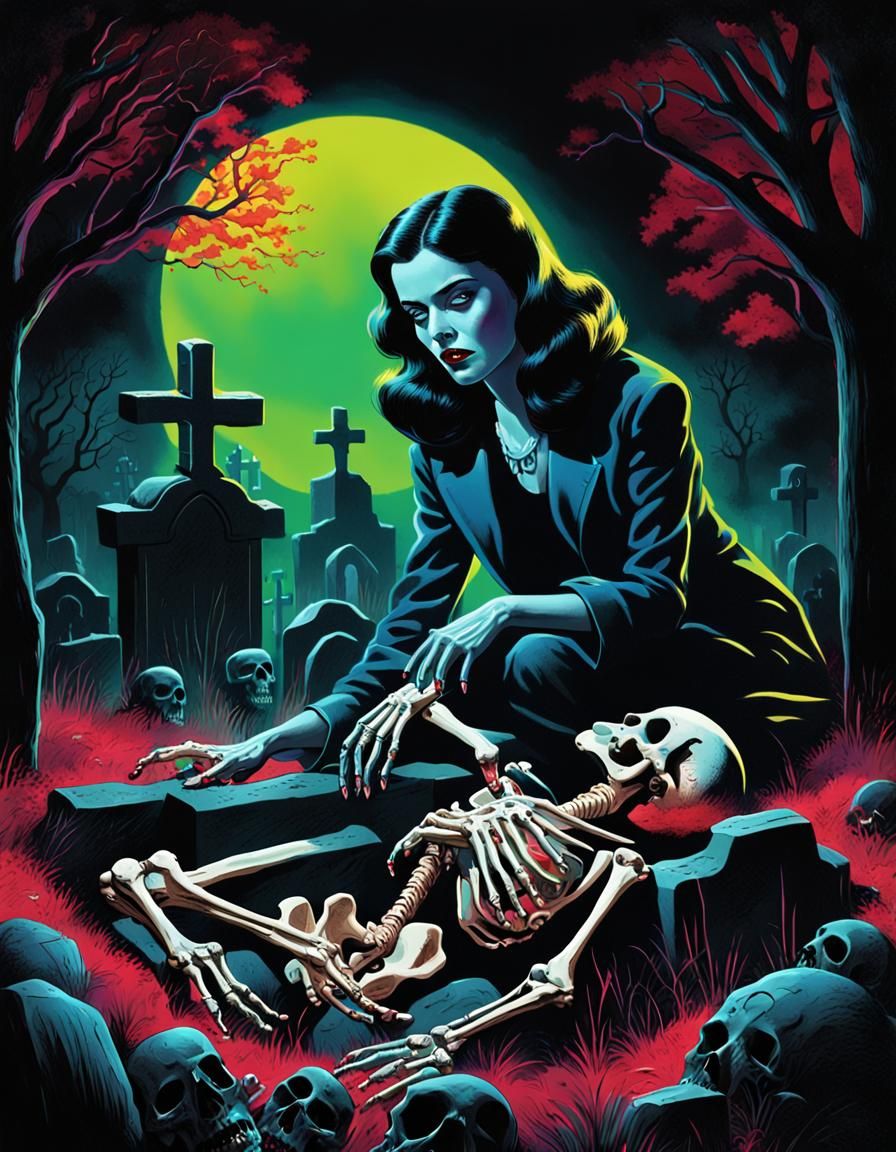 Skeleton Woman Rising: 1950s Pulp Cover Art