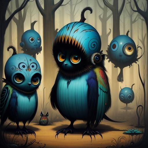 Pop Surrealism Painting of Two Figures