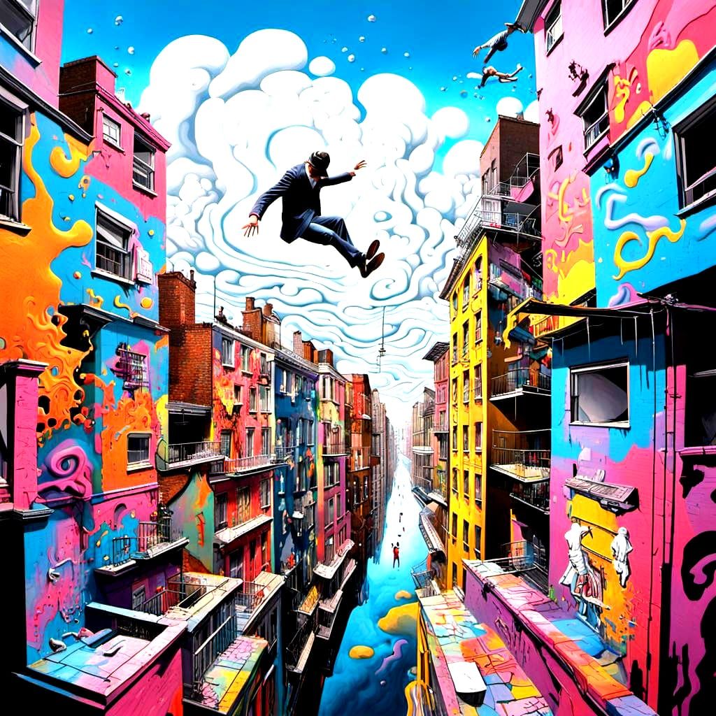 Surreal Dreamscape in Graffiti Art Style