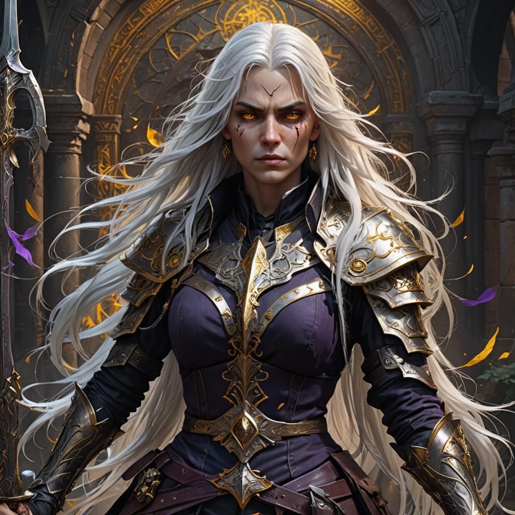 Witch Hunter with Silver Swords: Dark Fantasy Art