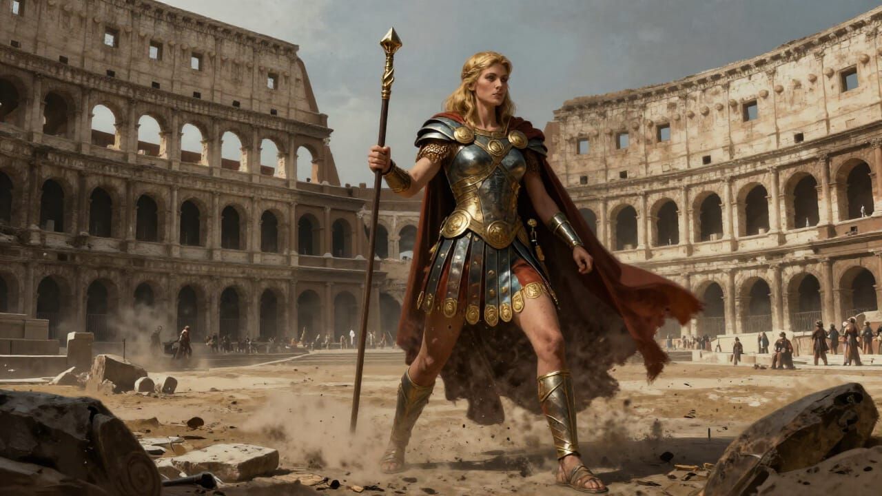 Female Gladiator Victorious in Roman Colosseum Dark Fantasy ...