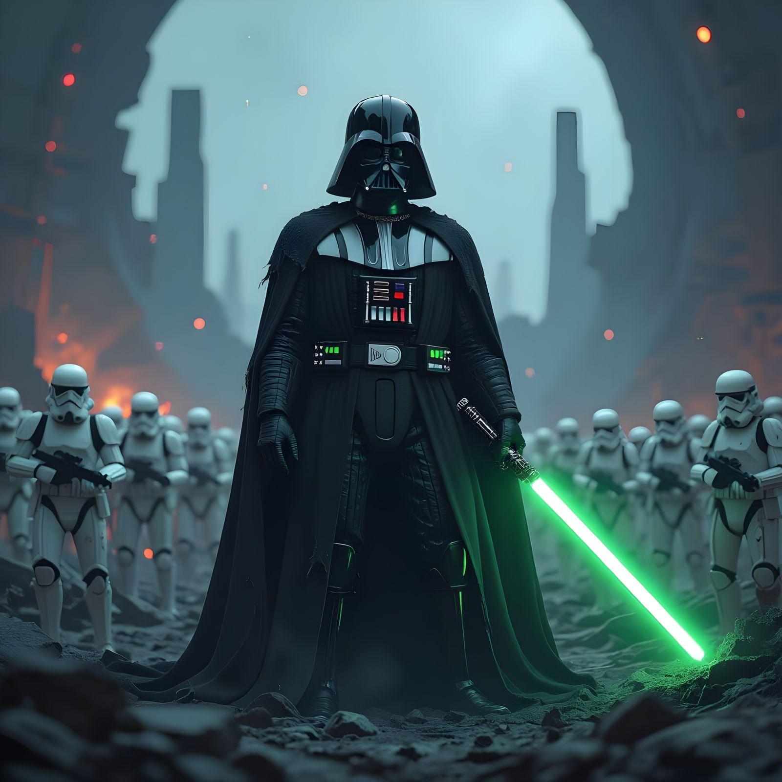 Zombified Darth Vader in Death Star Ruins