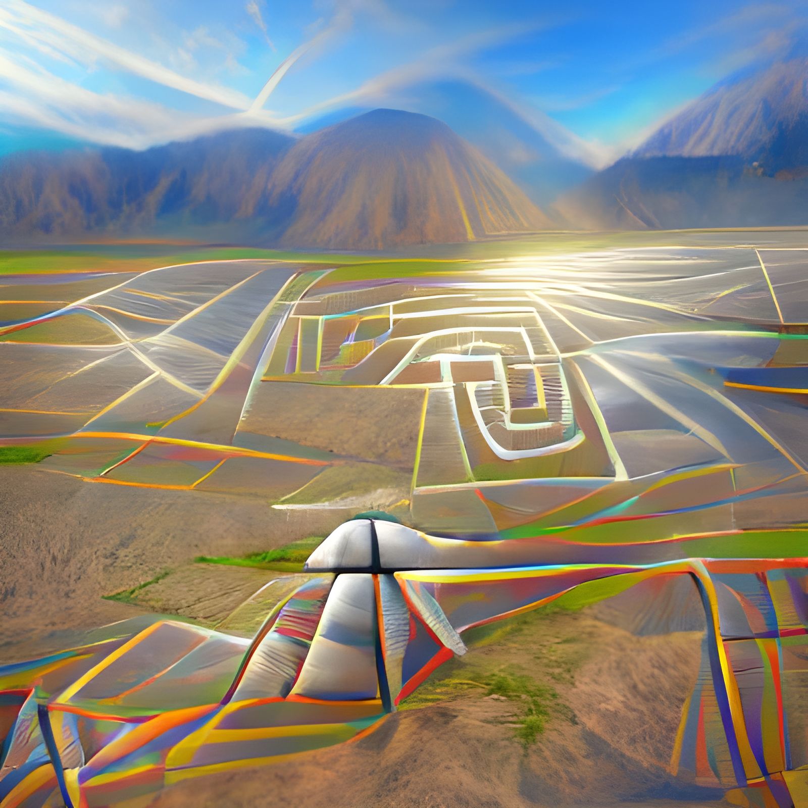 Nazca Lines in Peru at Sunrise, Hyperrealistic Photo