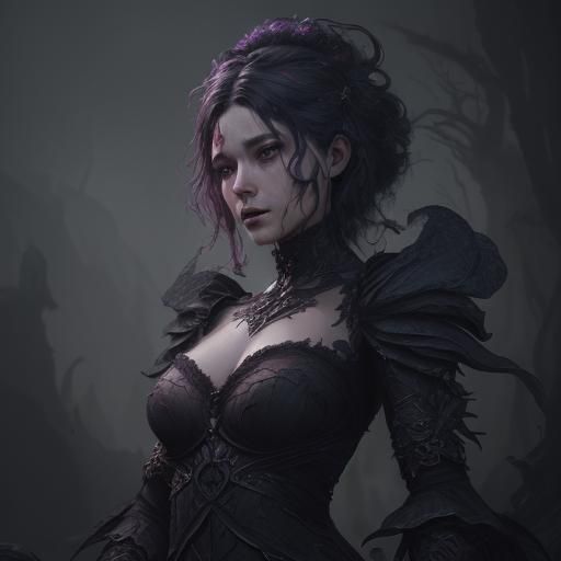 Traumatized Elderly Woman in Detailed Matte Painting