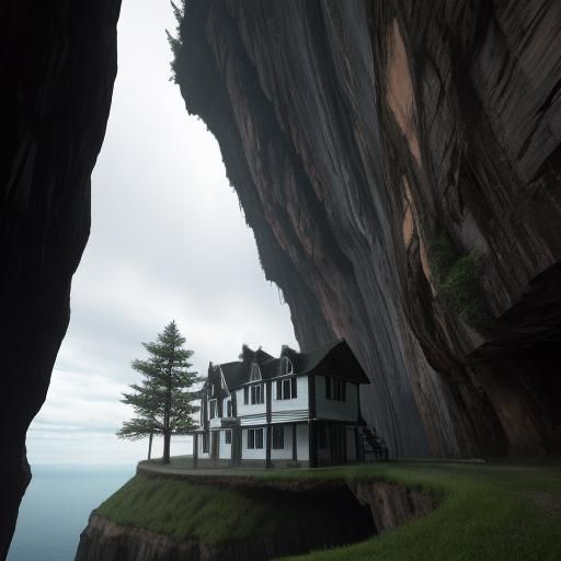 Creepy house on cliff