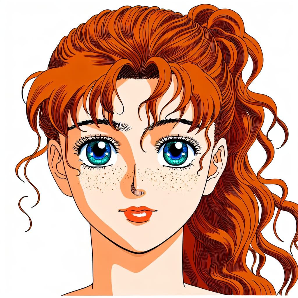 Manga Style Portrait of a Red-Haired Girl