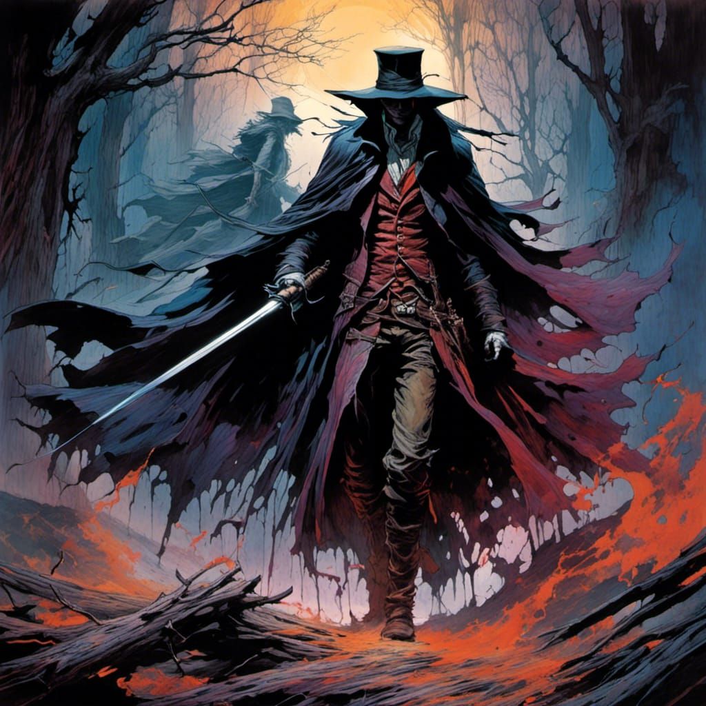 Dynamic Vampire Hunter in Comic Book Art Style