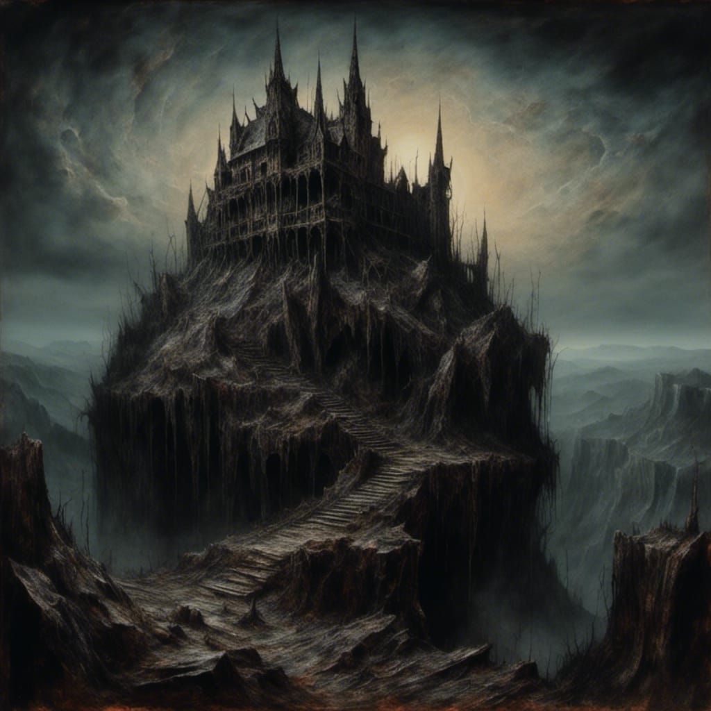 Castle Dracula in Transylvanian Alps as Oil Painting