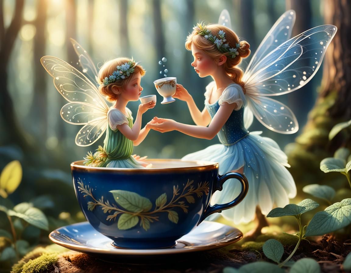 Miniature Fairy Tea Time: Hyperrealistic Concept Art