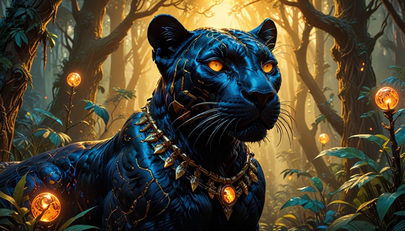 Surreal Voodoo Panther Reigns in Vibrant Comic Book Art