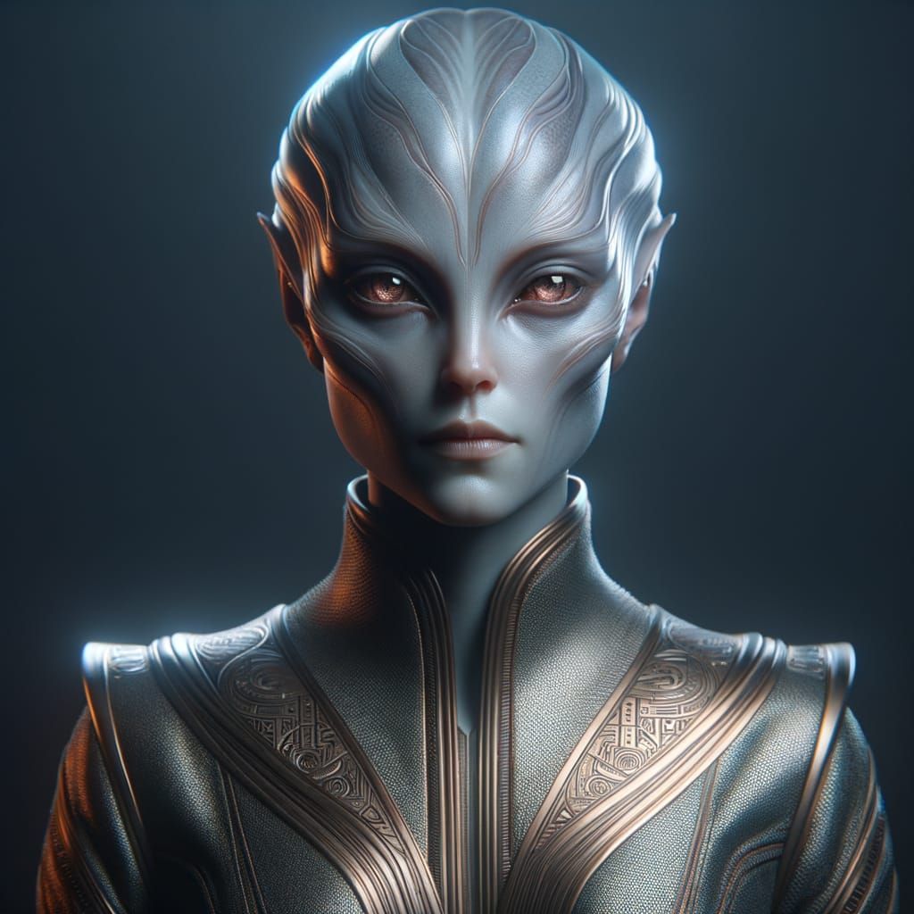 Hyper-Realistic Portrait of a Regal Alien Goddess