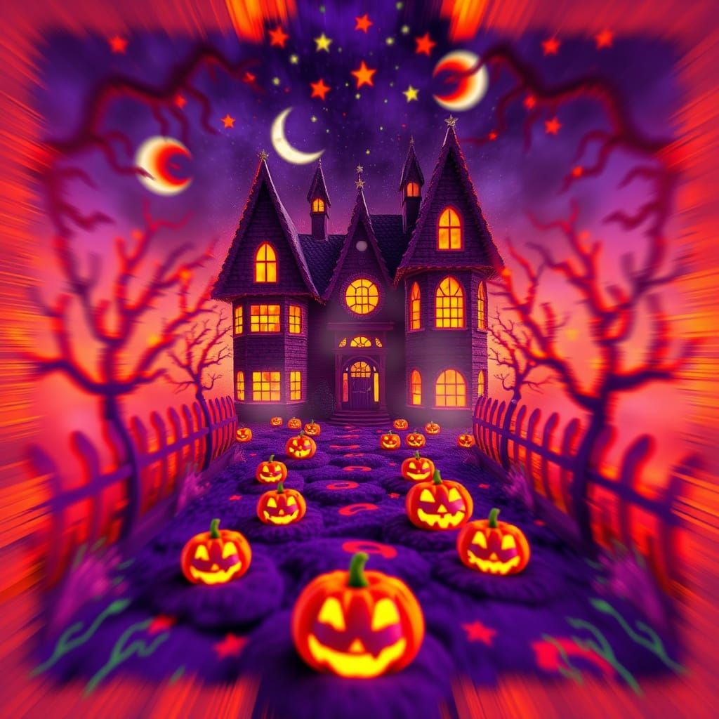 Haunted House Infinite Mirror in Felt Style