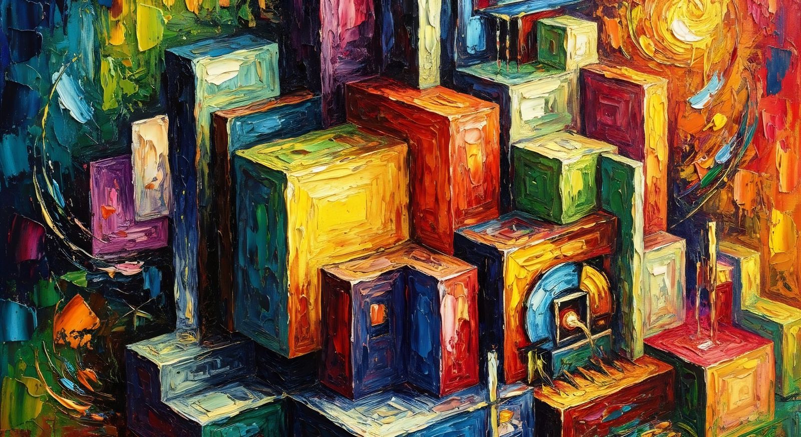 Vibrant Neo-Impressionist Cubist Landscape