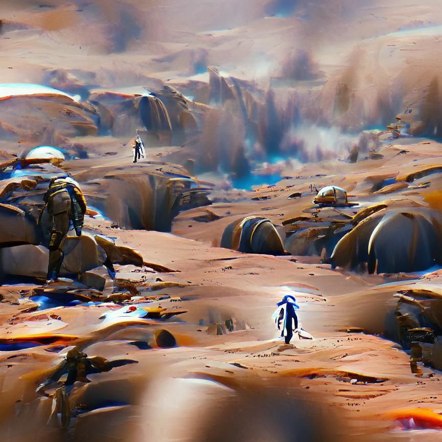 Astronaut on Desolate Planet: 8K Concept Art
