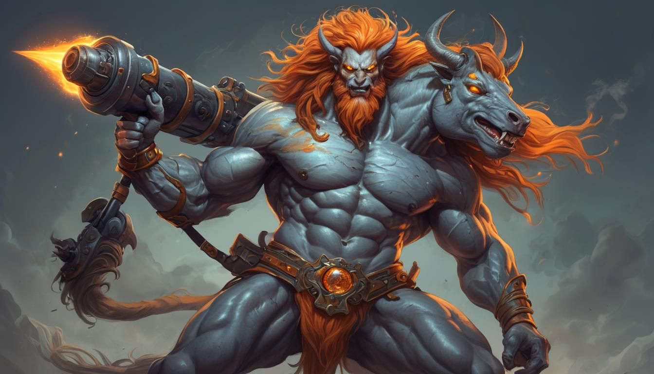 Muscled Centaur Wields Cannon Laser in Vibrant Fantasy Art