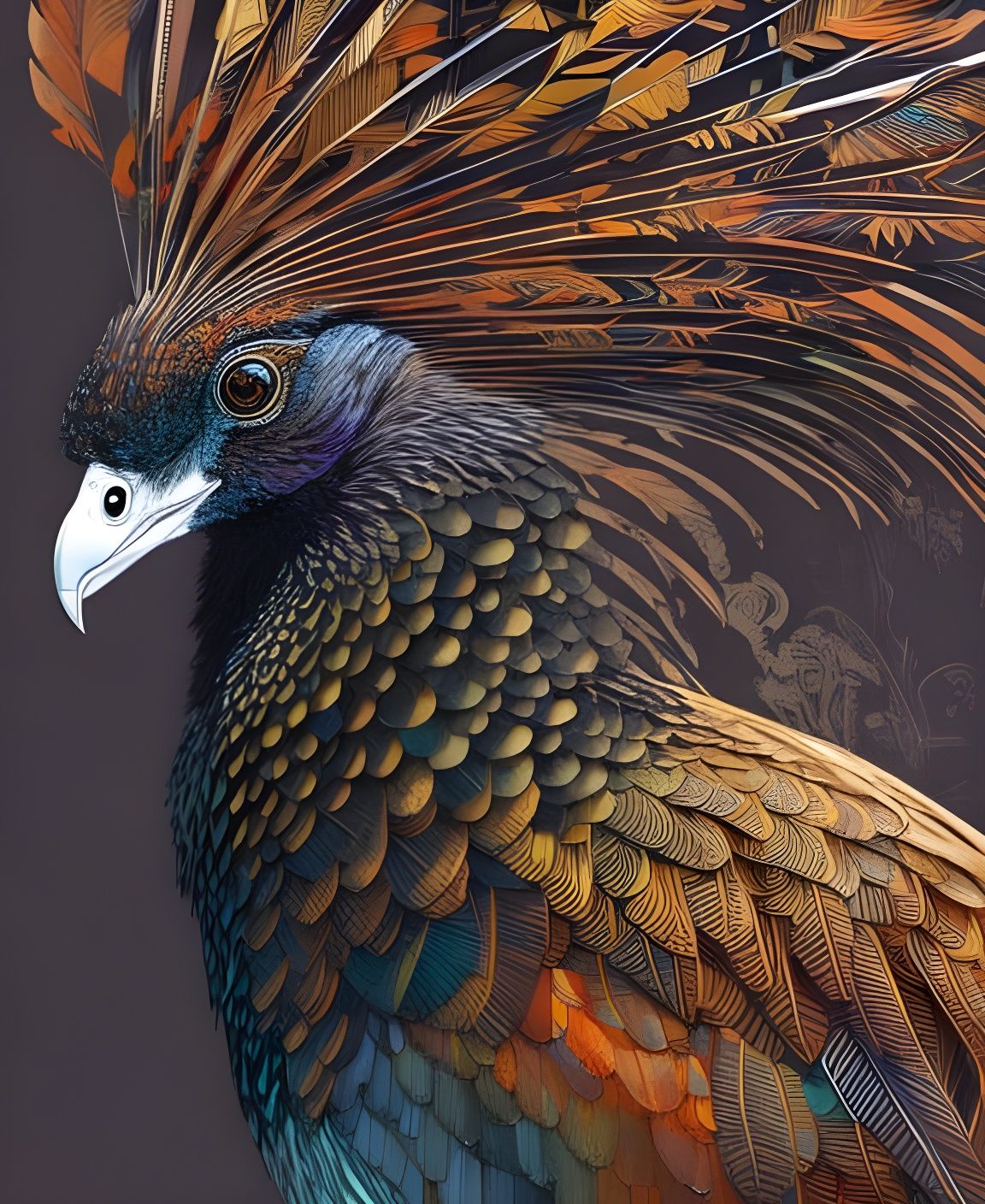 Detailed Portrait of Great Curassow with Shiny Aura