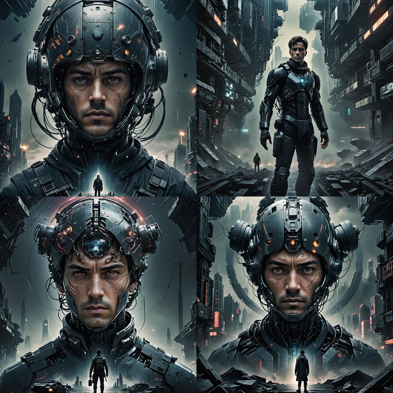 AI Figure Dominates Divided World: Cinematic Film Still